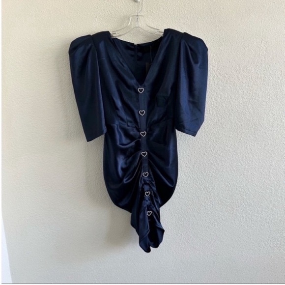 Bronx and Banco Jana Puff Sleeve Heart Mini Dress NWT - Picture 4 of 9